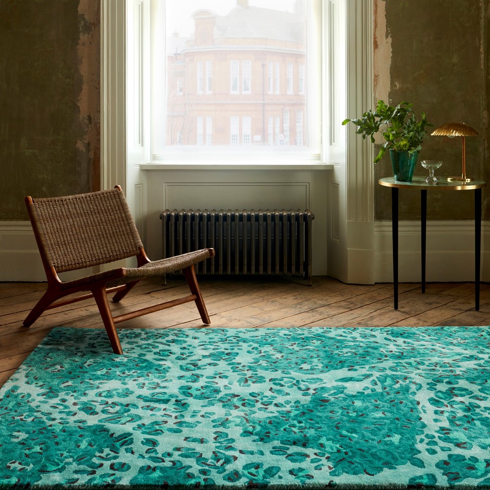 Leopard Love Wool Rugs By Designer Matthew Williamson in Green